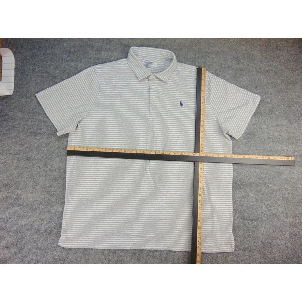 Polo Ralph Lauren Shirt Mens XXL Performance Gray White Striped Short Sleeve
